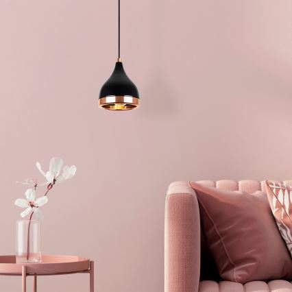 Lampada a sospensione YILDO 1xE27/40W/230V nera/rame