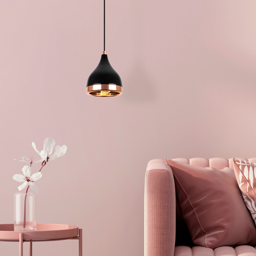Lampada a sospensione YILDO 1xE27/40W/230V nera/rame