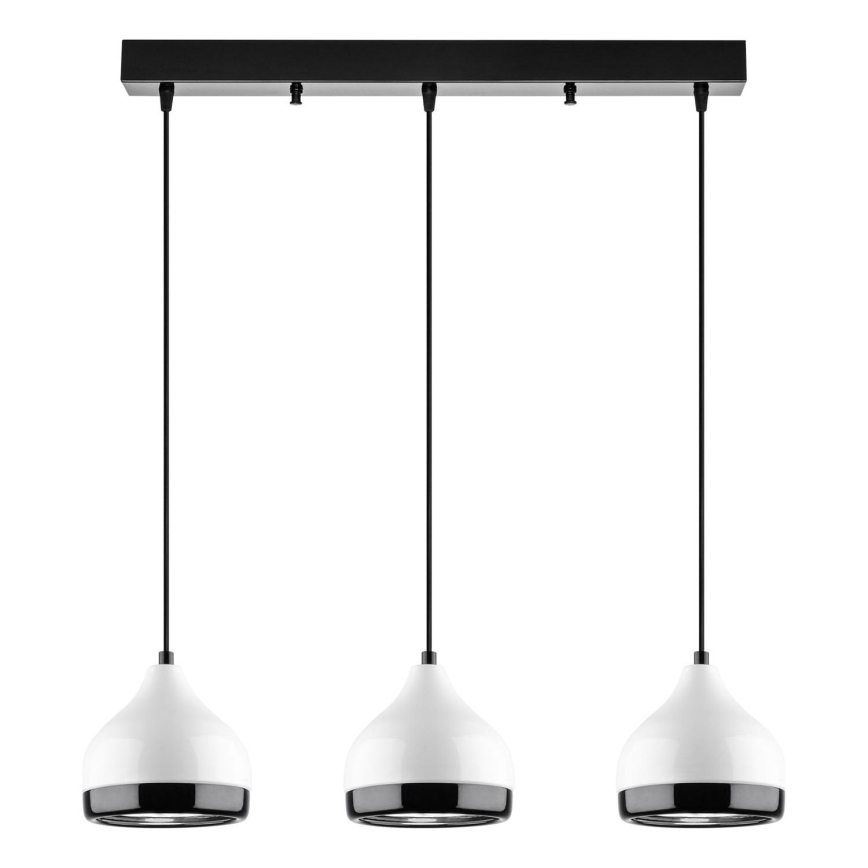 Lampada a sospensione YILDO 3xE27/40W/230V bianca/nera