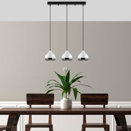Lampada a sospensione YILDO 3xE27/40W/230V bianca/nera
