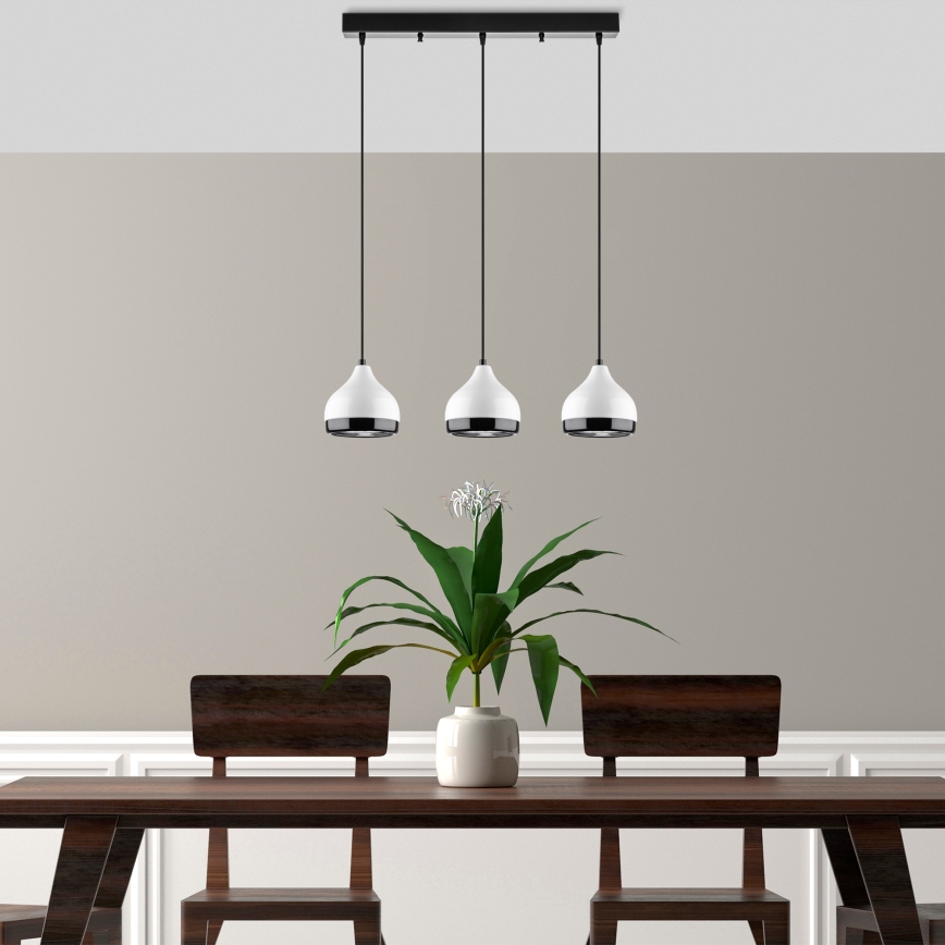 Lampada a sospensione YILDO 3xE27/40W/230V bianca/nera