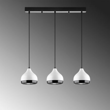Lampada a sospensione YILDO 3xE27/40W/230V bianca/nera