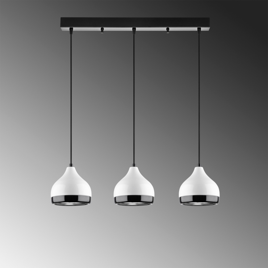 Lampada a sospensione YILDO 3xE27/40W/230V bianca/nera