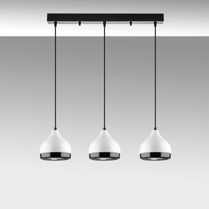 Lampada a sospensione YILDO 3xE27/40W/230V bianca/nera
