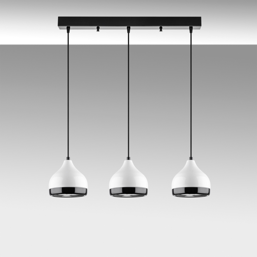Lampada a sospensione YILDO 3xE27/40W/230V bianca/nera