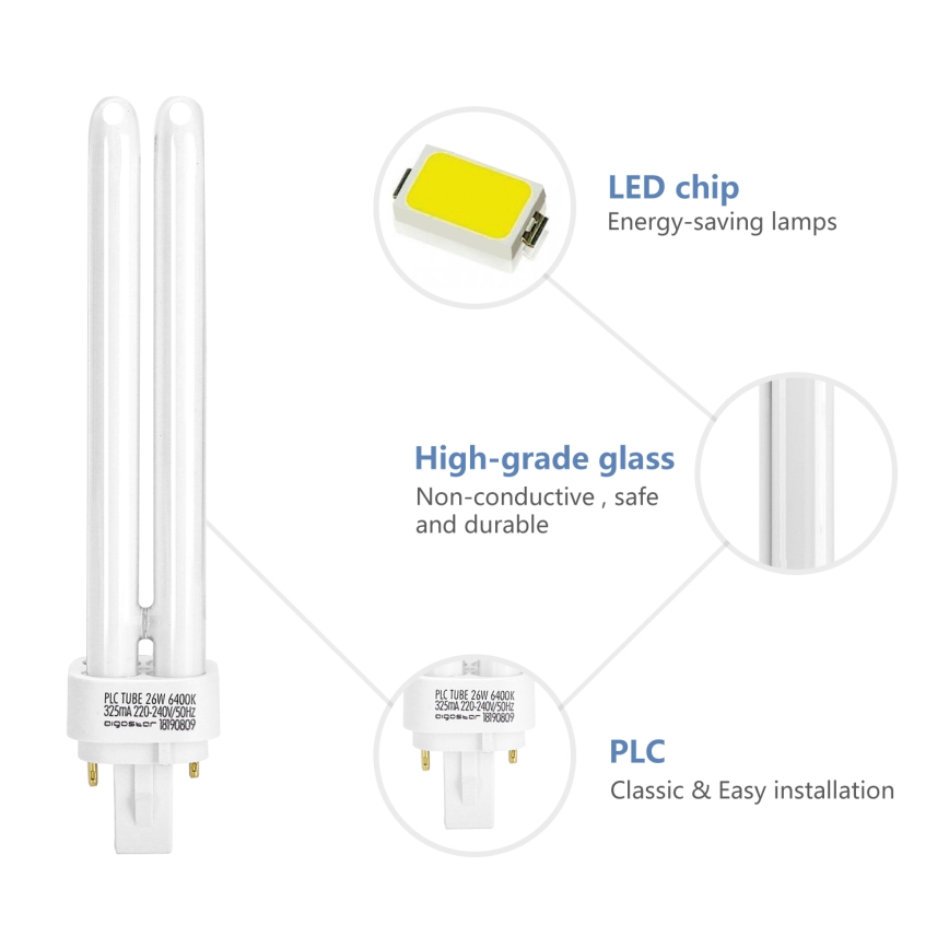 Lampada compatta a risparmio energetico G24d-3/26W/230V 6500K