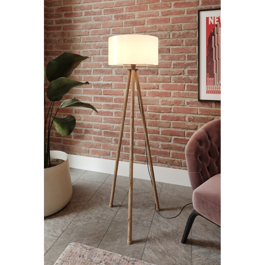 Lampada con piedistallo 1xE27/40W/230V beige/bianco