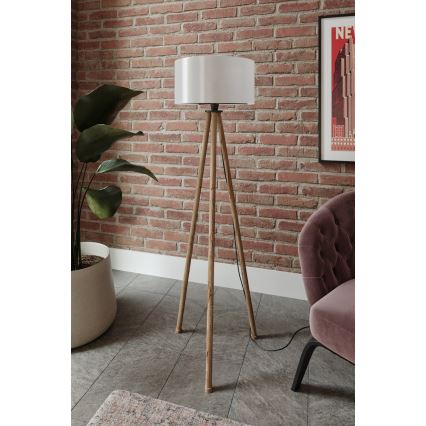 Lampada con piedistallo 1xE27/40W/230V beige/bianco