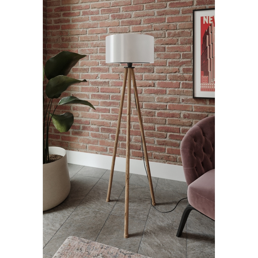 Lampada con piedistallo 1xE27/40W/230V beige/bianco