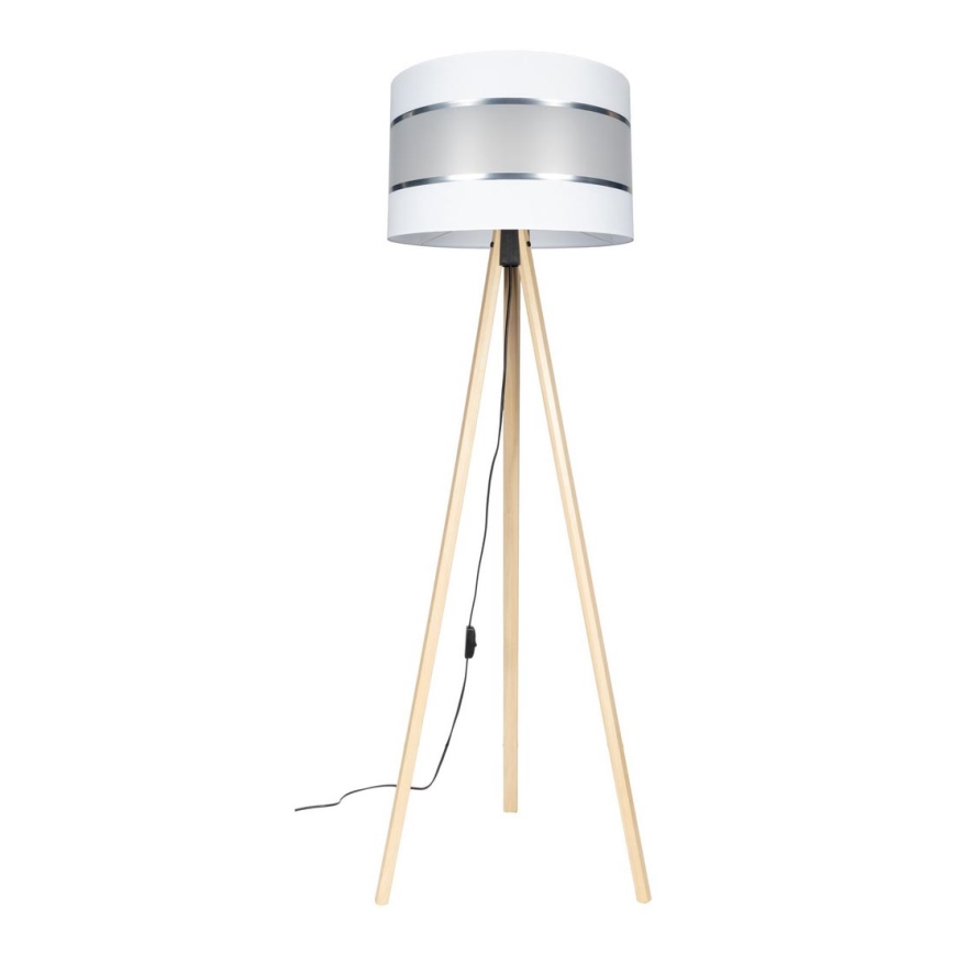 Lampada con piedistallo CORAL 1xE27/60W/230V beige/bianco/cromo opaco