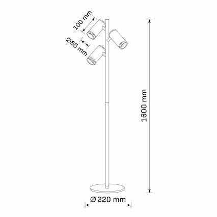 Lampada con piedistallo PARIGI 3xGU10/12W/230V nero