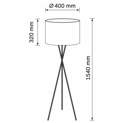 Lampada con piedistallo TEKLA 1xE27/20W/230V nero