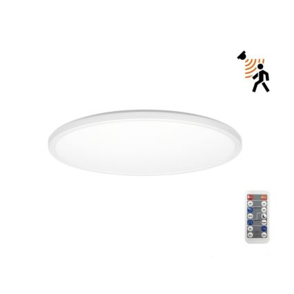 Plafoniera LED per bagno con sensore di movimento e sensore crepuscolare NIVERA LED/12W/230V IP54 3000/4000/6000K diam. 22,5 cm bianca + telecomando