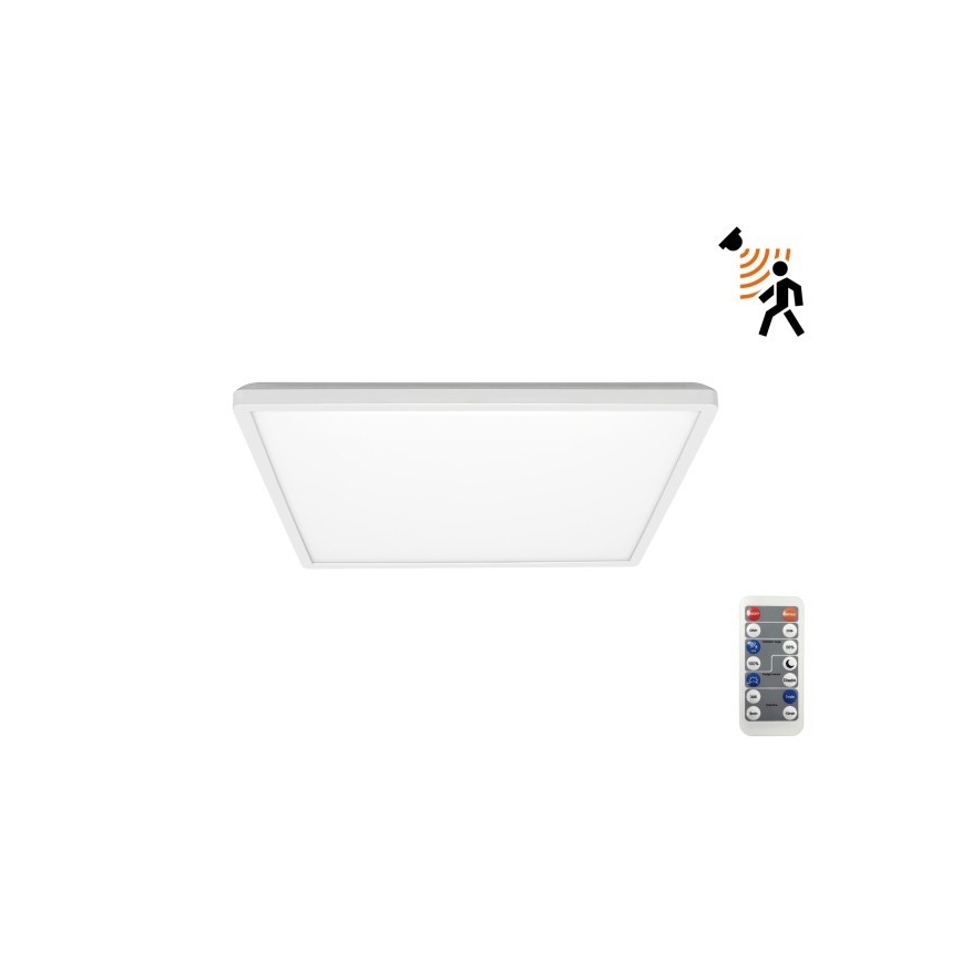 LED Luce da bagno con sensore di movimento e crepuscolo NIVERA LED/12W/230V IP54 3000/4000/6000K 22,5x22,5 cm bianco + telecomando