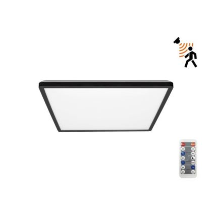 LED Luce da bagno con sensore di movimento e crepuscolo NIVERA LED/12W/230V IP54 3000/4000/6000K 22,5x22,5 cm nero + telecomando