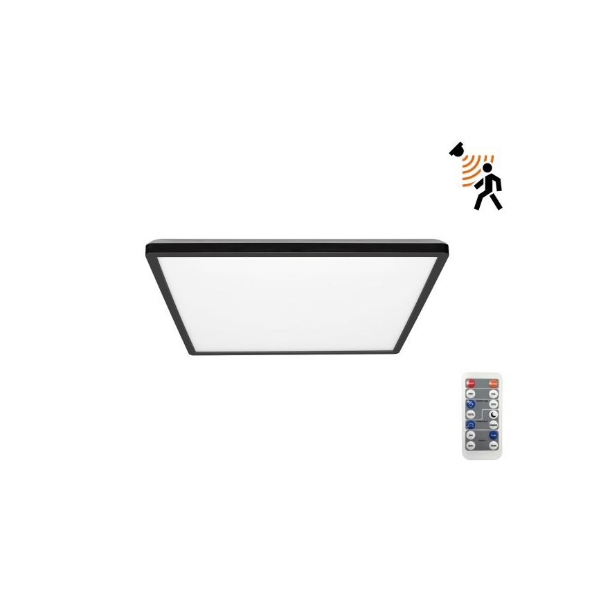 LED Luce da bagno con sensore di movimento e crepuscolo NIVERA LED/12W/230V IP54 3000/4000/6000K 22,5x22,5 cm nero + telecomando