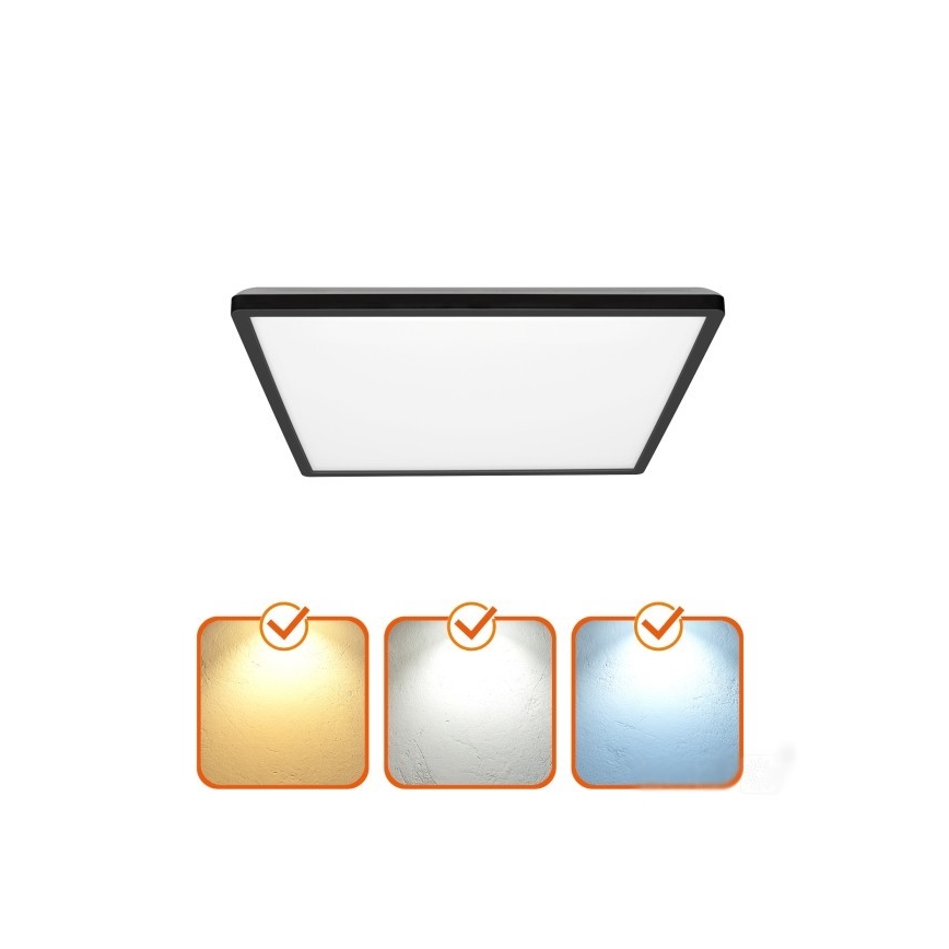 LED Luce da bagno con sensore di movimento e crepuscolo NIVERA LED/12W/230V IP54 3000/4000/6000K 22,5x22,5 cm nero + telecomando