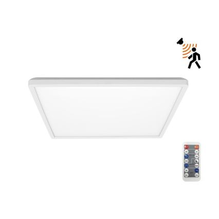 LED Luce da bagno con sensore di movimento e crepuscolo NIVERA LED/18W/230V IP54 3000/4000/6000K 30x30 cm bianco + telecomando