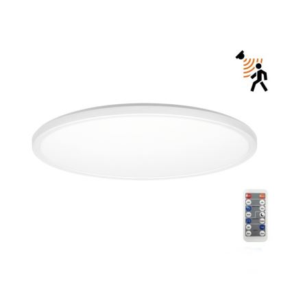 LED Luce da bagno con sensore di movimento e crepuscolo NIVERA LED/18W/230V IP54 3000/4000/6000K diametro 30 cm bianco + telecomando
