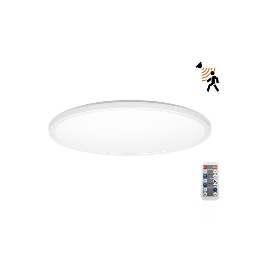 LED Luce da bagno con sensore di movimento e crepuscolo NIVERA LED/18W/230V IP54 3000/4000/6000K diametro 30 cm bianco + telecomando