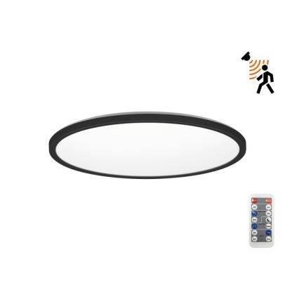 LED Luce da bagno con sensore di movimento e crepuscolo NIVERA LED/18W/230V IP54 3000/4000/6000K diametro 30 cm nero + telecomando