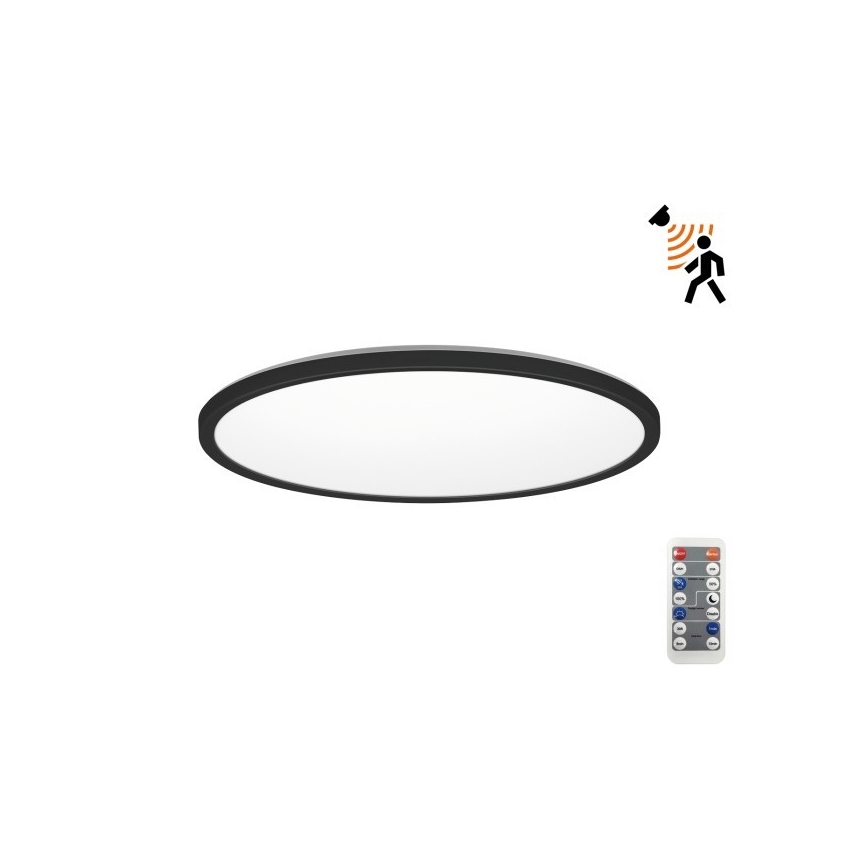 LED Luce da bagno con sensore di movimento e crepuscolo NIVERA LED/18W/230V IP54 3000/4000/6000K diametro 30 cm nero + telecomando