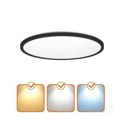 LED Luce da bagno con sensore di movimento e crepuscolo NIVERA LED/18W/230V IP54 3000/4000/6000K diametro 30 cm nero + telecomando