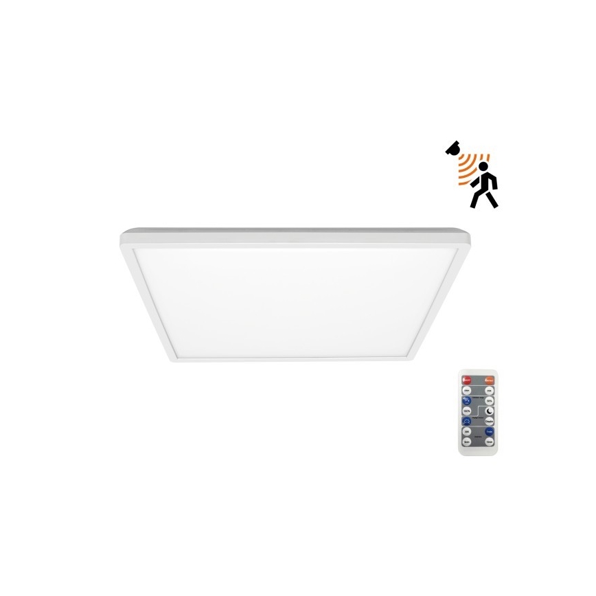 LED Luce da bagno con sensore di movimento e crepuscolo NIVERA LED/24W/230V IP54 3000/4000/6000K 30x30 cm bianco + telecomando