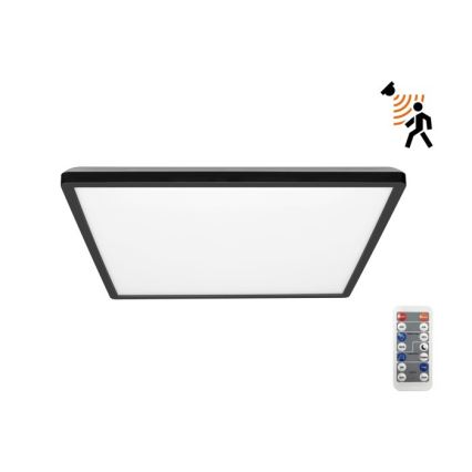 LED Luce da bagno con sensore di movimento e crepuscolo NIVERA LED/24W/230V IP54 3000/4000/6000K 30x30 cm nero + telecomando
