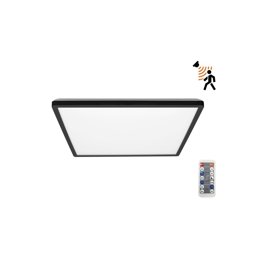 LED Luce da bagno con sensore di movimento e crepuscolo NIVERA LED/24W/230V IP54 3000/4000/6000K 30x30 cm nero + telecomando