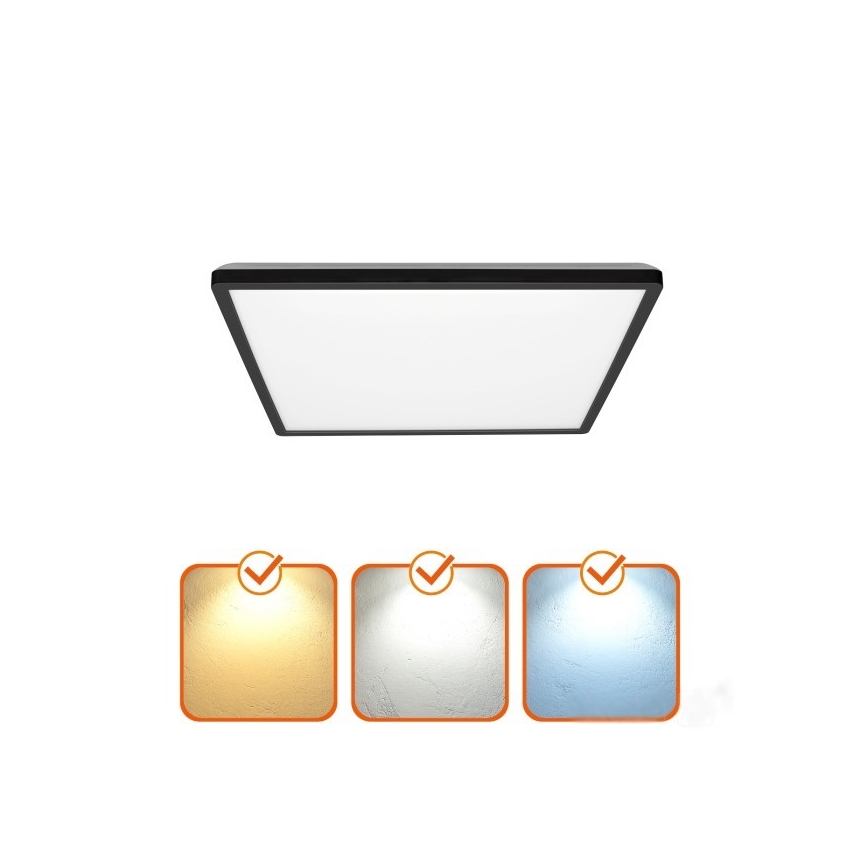 LED Luce da bagno con sensore di movimento e crepuscolo NIVERA LED/24W/230V IP54 3000/4000/6000K 30x30 cm nero + telecomando