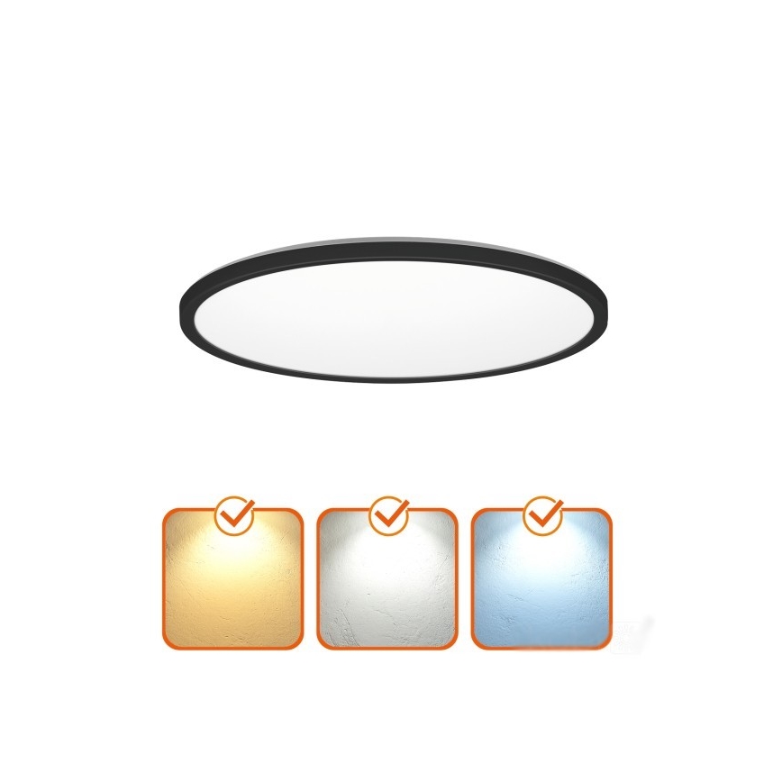 LED Luce da bagno con sensore di movimento e crepuscolo NIVERA LED/24W/230V IP54 3000/4000/6000K diametro 30 cm nero + telecomando