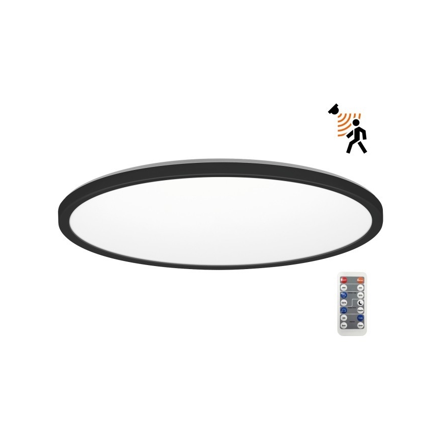 LED Luce da bagno con sensore di movimento e crepuscolo NIVERA LED/32W/230V IP54 3000/4000/6000K diametro 42 cm nero + telecomando
