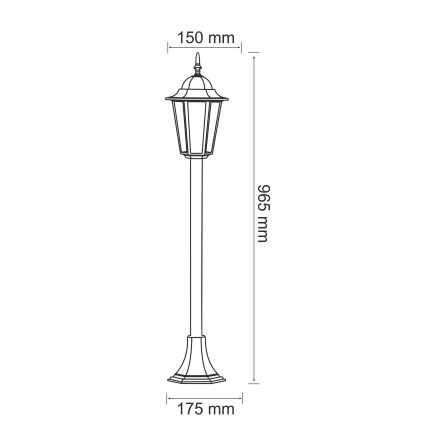 Lampada da esterno 1xE27/20W/230V IP43 96,5 cm nero