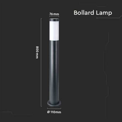 Lampada da esterno 1xE27/60W/230V IP44 80cm nera