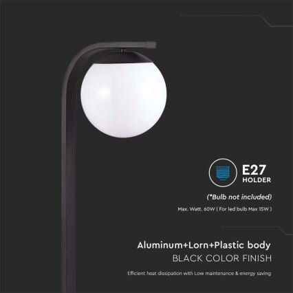 Lampada da esterno 1xE27/60W/230V IP44 nero