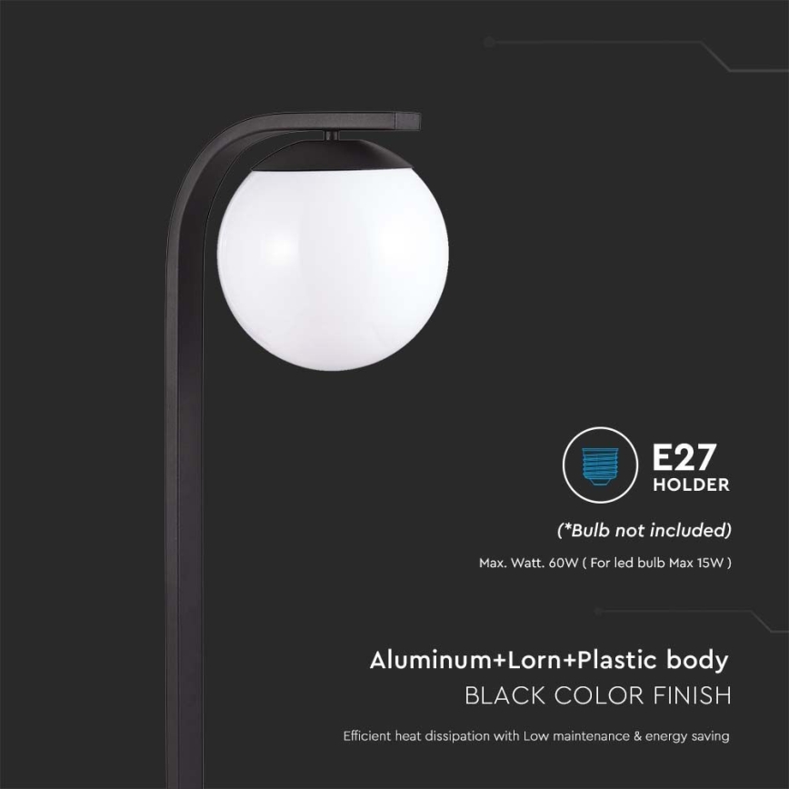Lampada da esterno 1xE27/60W/230V IP44 nero