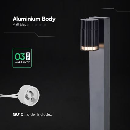 Lampada da esterno 1xGU10/10W/230V IP44 50 cm nera