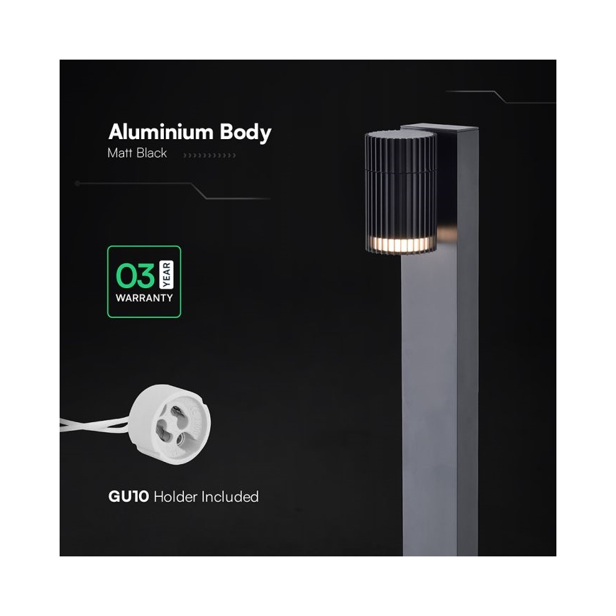 Lampada da esterno 1xGU10/10W/230V IP44 50 cm nera