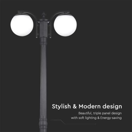 Lampada da esterno 2xE27/60W/230V IP44 199 cm nera
