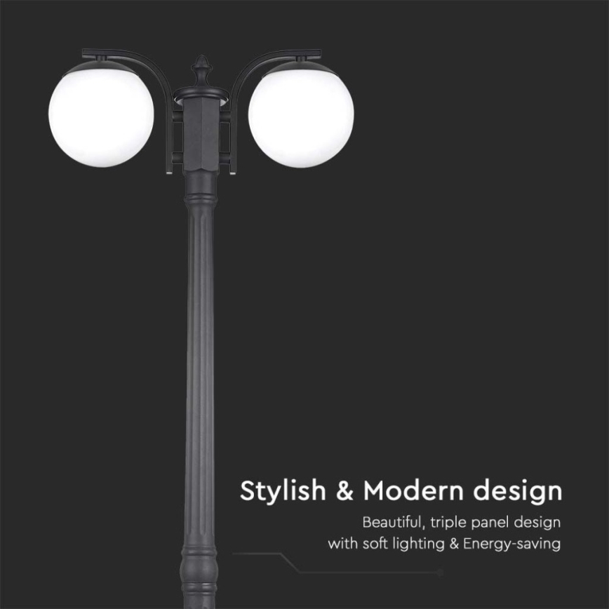 Lampada da esterno 2xE27/60W/230V IP44 199 cm nera