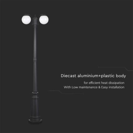 Lampada da esterno 2xE27/60W/230V IP44 199 cm nera