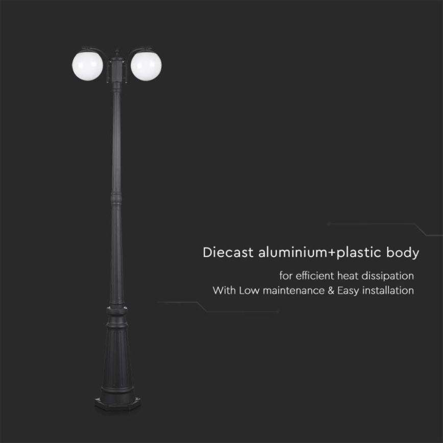 Lampada da esterno 2xE27/60W/230V IP44 199 cm nera