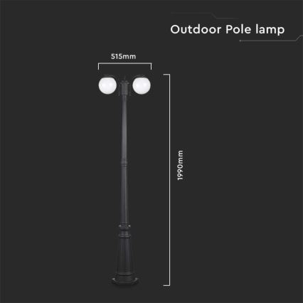 Lampada da esterno 2xE27/60W/230V IP44 199 cm nera