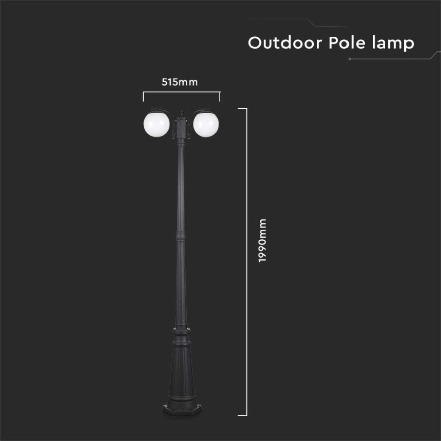 Lampada da esterno 2xE27/60W/230V IP44 199 cm nera