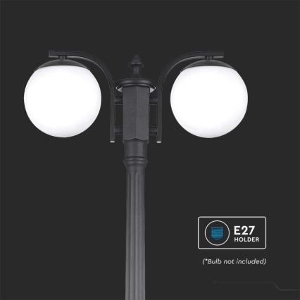 Lampada da esterno 2xE27/60W/230V IP44 199 cm nero