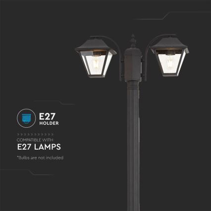 Lampada da esterno 2xE27/60W/230V IP44 232 cm nera