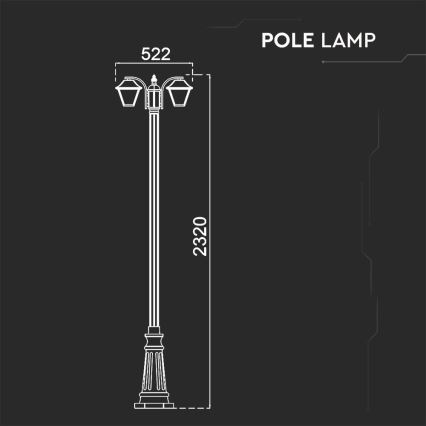 Lampada da esterno 2xE27/60W/230V IP44 232 cm nera