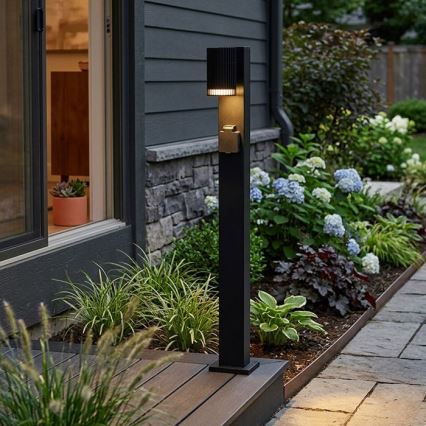 Lampada da esterno con presa SCHUKO 1x GU10/10W/230V IP44 80 cm nera