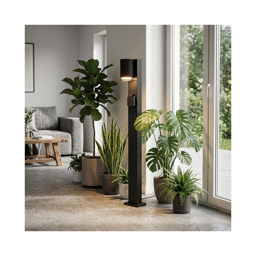 Lampada da esterno con presa SCHUKO 1x GU10/10W/230V IP44 80 cm nera